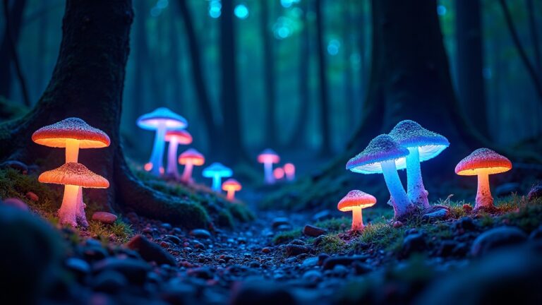 Hongos que brillan solos: la química viva que ilumina el bosque de noche